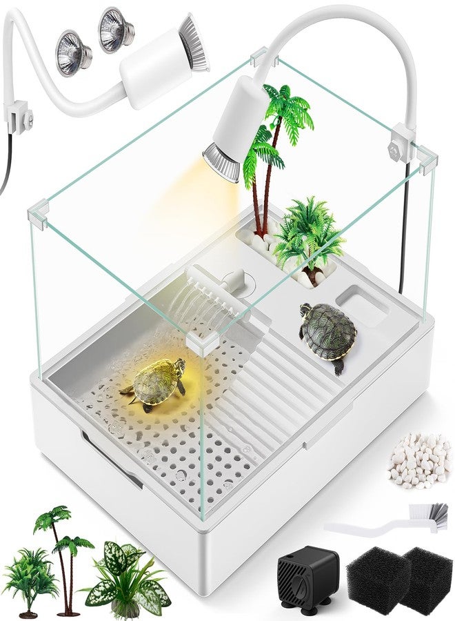 MoonOrange Large Turtle Tank Kit(Tank + Light + Water Pump), Acrylic Turtle Tank Starter Kit with Two Rain Shower Head, Adjustable Water Pump, Higher Fences (Kit-S) - Image 1